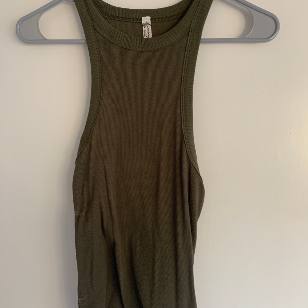 army green free people razor back tank top